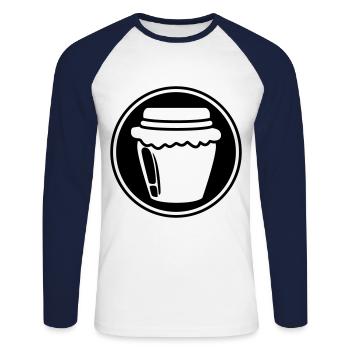 Symbole de confiture de miel - T-shirt baseball manches longues Homme - blanc/marine - Devant - Nik (191cm)
