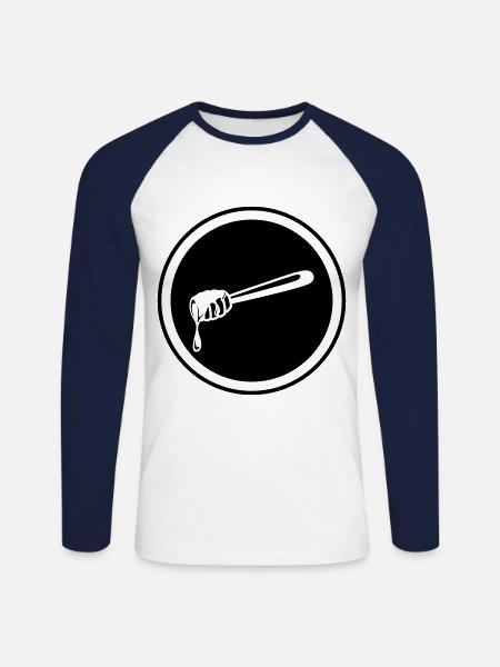 Stick chisel symbol beekeeper - Unisex Long Sleeve Baseball T-Shirt - white/navy