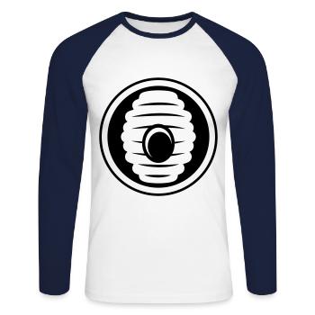 Abeille Icon miel - T-shirt baseball manches longues Homme - blanc/marine - Devant - Nik (191cm)