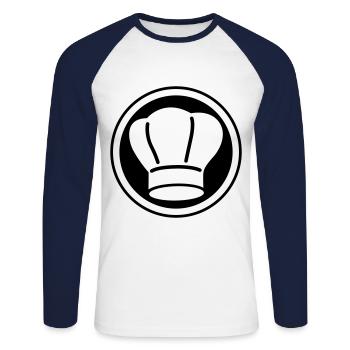 Cercle du chapeau de chef - T-shirt baseball manches longues Homme - blanc/marine - Devant - Nik (191cm)
