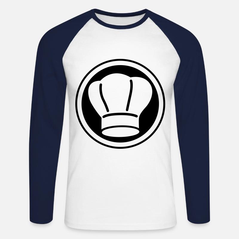 Kochmütze kreis - Unisex Baseballshirt langarm - Weiß/Navy