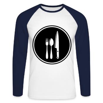 Fork Cutlery - Unisex Long Sleeve Baseball T-Shirt - white/navy - Front - Nik (191cm)