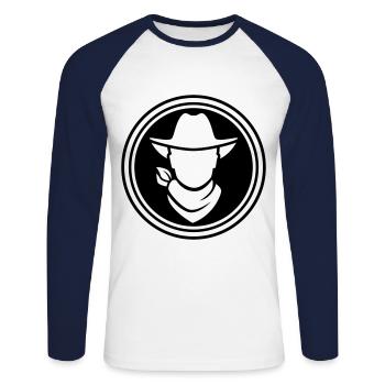 Tête de cow-boy western - T-shirt baseball manches longues Homme - blanc/marine - Devant - Nik (191cm)