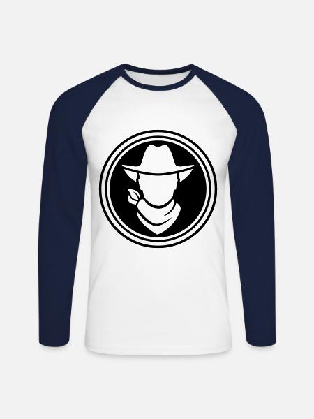 Cowboy western kopf - Unisex Baseballshirt langarm - Weiß/Navy