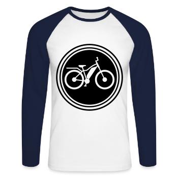 ebike fahrrad - Unisex Baseballshirt langarm - Weiß/Navy - Vorne - Nik (191cm)
