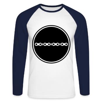 Chaîne de vélo - T-shirt baseball manches longues Homme - blanc/marine - Devant - Nik (191cm)