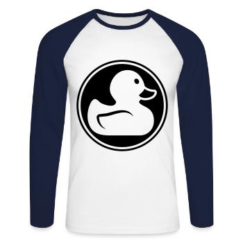 Icône de canard - T-shirt baseball manches longues Homme - blanc/marine - Devant - Nik (191cm)