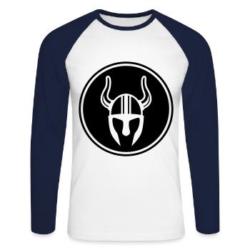 Viking Helmet - Unisex Long Sleeve Baseball T-Shirt - white/navy - Front - Nik (191cm)