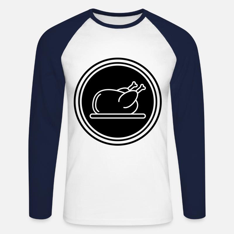 Hähnchen icon symbol - Unisex Baseballshirt langarm - Weiß/Navy