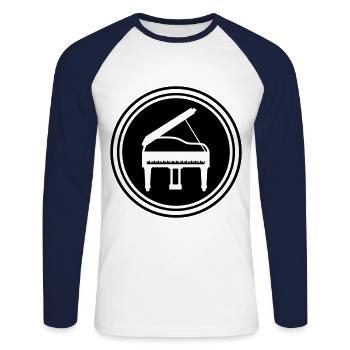 Klavier musik - Unisex Baseballshirt langarm - Weiß/Navy - Vorne - Nik (191cm)