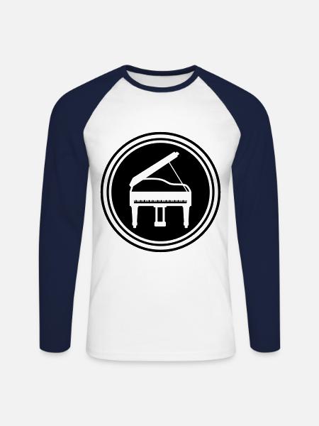 Piano music - Unisex Long Sleeve Baseball T-Shirt - white/navy
