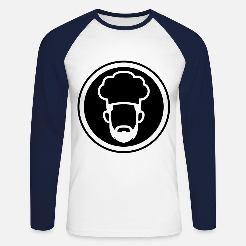 Kochmütze - Unisex Baseballshirt langarm - Weiß/Navy