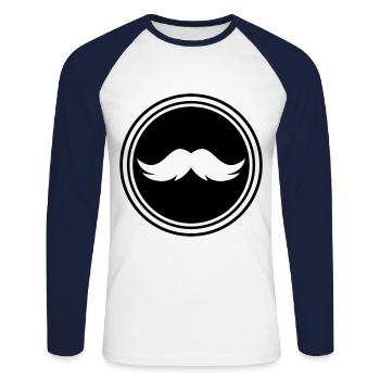 Symbole de moustache - T-shirt baseball manches longues Homme - blanc/marine - Devant - Nik (191cm)