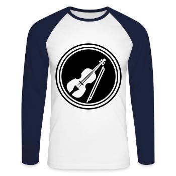 Symbole de l’icône du violon - T-shirt baseball manches longues Homme - blanc/marine - Devant - Nik (191cm)