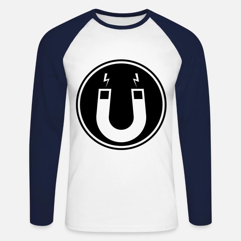 Hufeisen magnet - Unisex Baseballshirt langarm - Weiß/Navy