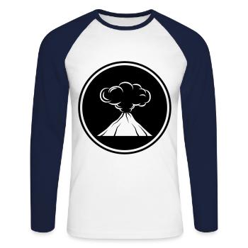 Icône de volcan - T-shirt baseball manches longues Homme - blanc/marine - Devant - Nik (191cm)