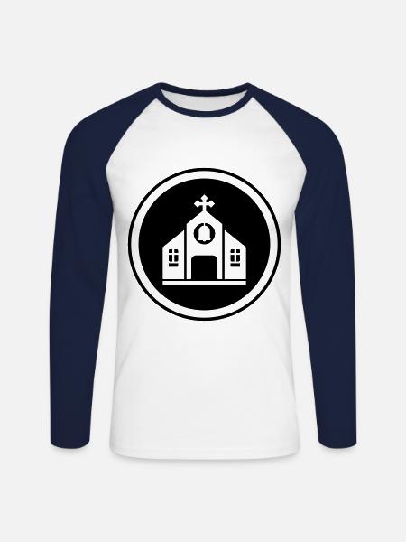 Kirche glaube - Unisex Baseballshirt langarm - Weiß/Navy