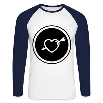 Herz symbol pfeil - Unisex Baseballshirt langarm - Weiß/Navy - Vorne - Nik (191cm)