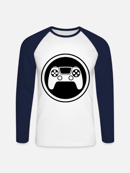 Gamepad Symbol Controller - Unisex Long Sleeve Baseball T-Shirt - white/navy
