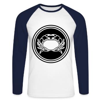 Krebs tier - Unisex Baseballshirt langarm - Weiß/Navy - Vorne - Nik (191cm)