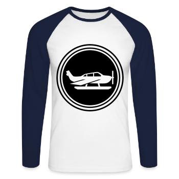 Symbole de l’avion - T-shirt baseball manches longues Homme - blanc/marine - Devant - Nik (191cm)