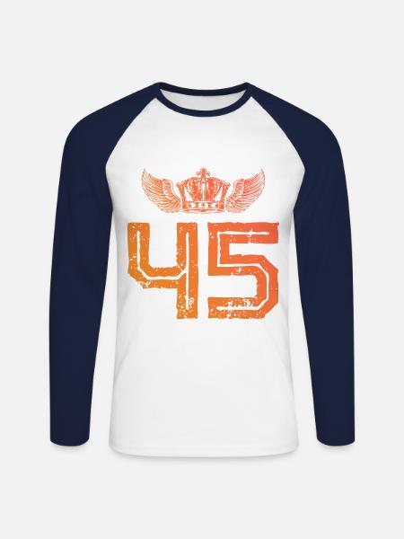 45 Zahl Krone - Unisex Baseballshirt langarm - Weiß/Navy