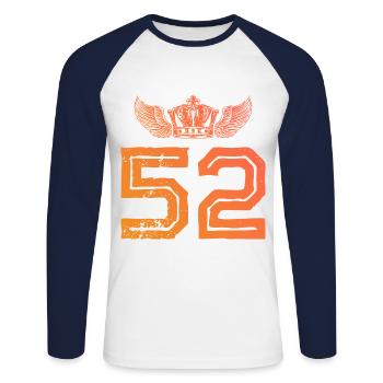 52 Couronne numérique - T-shirt baseball manches longues Homme - blanc/marine - Devant - Nik (191cm)