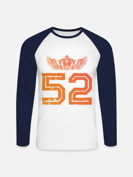 52 Number crown - Unisex Long Sleeve Baseball T-Shirt - white/navy