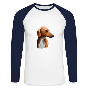 Azawakh Hund Aquarell Skizze Illustration - Unisex Baseballshirt langarm - Weiß/Navy - Vorne - Nik (191cm)