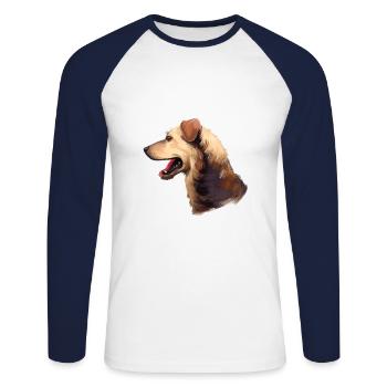Illustration de l’aquarelle autrichienne pinscher dog - T-shirt baseball manches longues Homme - blanc/marine - Devant - Nik (191cm)