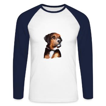 Illustration autrichienne de chien de chien noir et bronzé - T-shirt baseball manches longues Homme - blanc/marine - Devant - Nik (191cm)