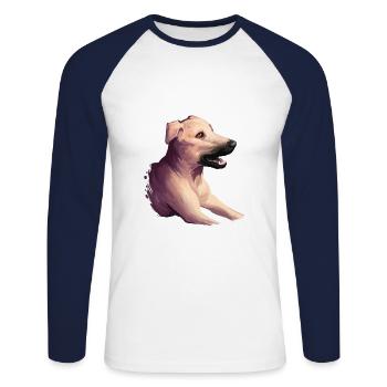 Kombai Dog Watercolor Paint Illustration - Unisex Long Sleeve Baseball T-Shirt - white/navy - Front - Nik (191cm)