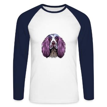 Englisch Springer Spaniel Hund Aquarell Illustrati - Unisex Baseballshirt langarm - Weiß/Navy - Vorne - Nik (191cm)