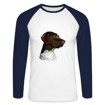Old Danish Pointer Dog Watercolor Illustration - Unisex Long Sleeve Baseball T-Shirt - white/navy - Front - Nik (191cm)