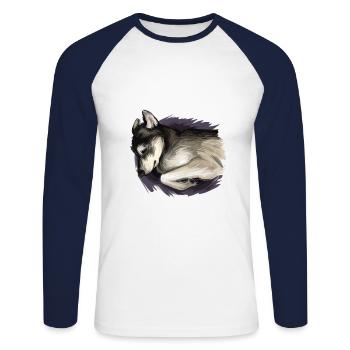 Seppala Siberian Sleddog Dog Watercolor Illustrati - Unisex Long Sleeve Baseball T-Shirt - white/navy - Front - Nik (191cm)