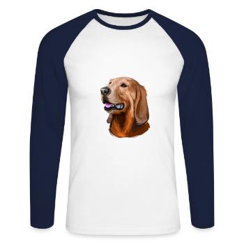 Segugio Italiano Italienischer Hund Aquarell Illustrati - Unisex Baseballshirt langarm - Weiß/Navy - Vorne - Nik (191cm)