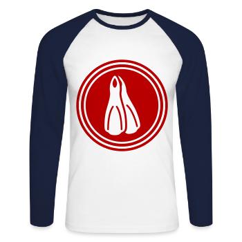 Diving Fins Diver silhouette - Unisex Long Sleeve Baseball T-Shirt - white/navy - Front - Nik (191cm)