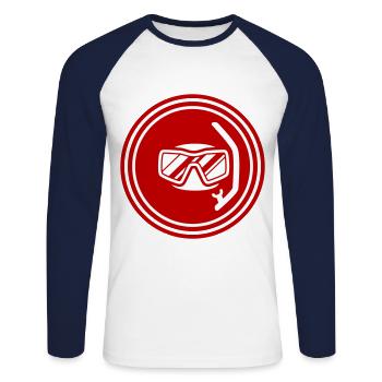Diving goggles Silhouette - Unisex Long Sleeve Baseball T-Shirt - white/navy - Front - Nik (191cm)