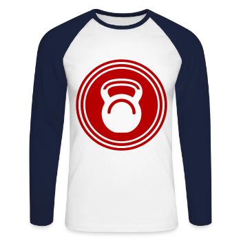 Hantel gewichte icon - Unisex Baseballshirt langarm - Weiß/Navy - Vorne - Nik (191cm)