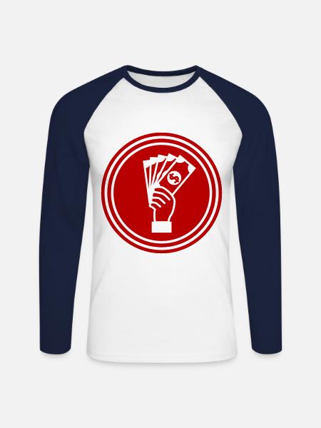 Geld Money silhouette - Unisex Baseballshirt langarm - Weiß/Navy