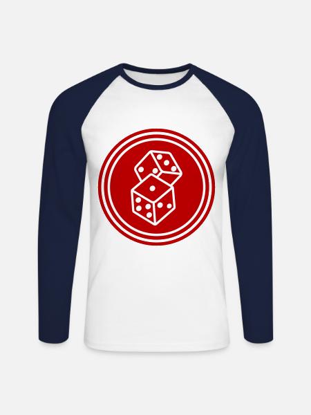 Dice Casino Symbol - Unisex Long Sleeve Baseball T-Shirt - white/navy