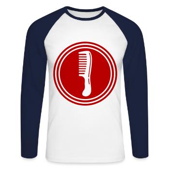 Comb hairdresser icon - Unisex Long Sleeve Baseball T-Shirt - white/navy - Front - Nik (191cm)