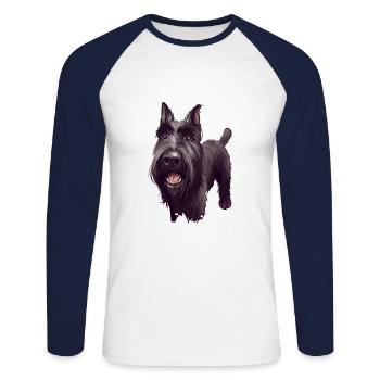 Mittelschnauze Standard Schnauzer Dog Illustration - Unisex Long Sleeve Baseball T-Shirt - white/navy - Front - Nik (191cm)