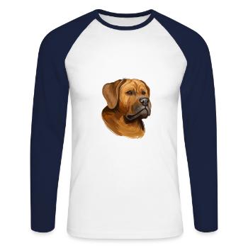 Tosa Hund Aquarell Farbe Illustration - Unisex Baseballshirt langarm - Weiß/Navy - Vorne - Nik (191cm)