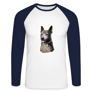 Taiwan Hund Aquarell Farbe Illustration - Unisex Baseballshirt langarm - Weiß/Navy - Vorne - Nik (191cm)