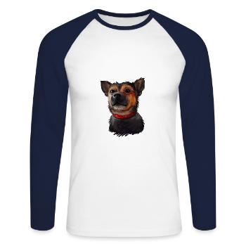 Ratonero Murciano Aquarelle pour chien Illustration - T-shirt baseball manches longues Homme - blanc/marine - Devant - Nik (191cm)