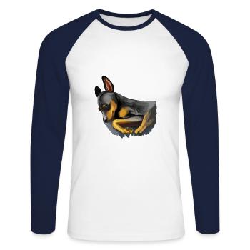 Miniatur Pinscher Welpe Hund Aquarell Illustrati - Unisex Baseballshirt langarm - Weiß/Navy - Vorne - Nik (191cm)