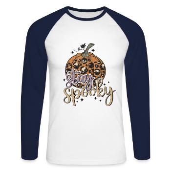 Horror Magic Magic Halloween T-Shirt Cadeau - T-shirt baseball manches longues Homme - blanc/marine - Devant - Nik (191cm)