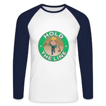 tenez la ligne drôle d’électricien de design coloré - T-shirt baseball manches longues Homme - blanc/marine - Devant - Nik (191cm)