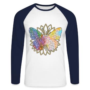 Hippie Peace Peace 60's 70's Love T-Shirt - Unisex Long Sleeve Baseball T-Shirt - white/navy - Front - Nik (191cm)